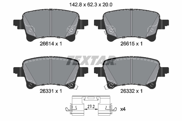 TEXTAR Bremseklodser 2661401 for JEEP