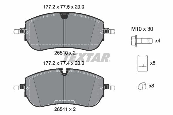 TEXTAR Bremseklodser 2651001 for JAGUAR LAND ROVER