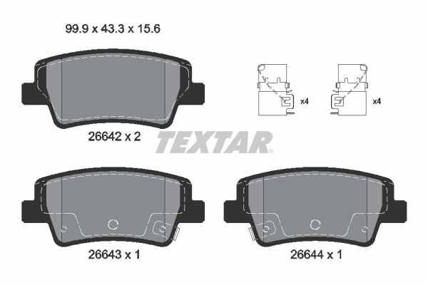 TEXTAR Bremseklodser 2664201 for HYUNDAI