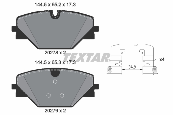 TEXTAR Bremseklodser 2027801 for LAND ROVER