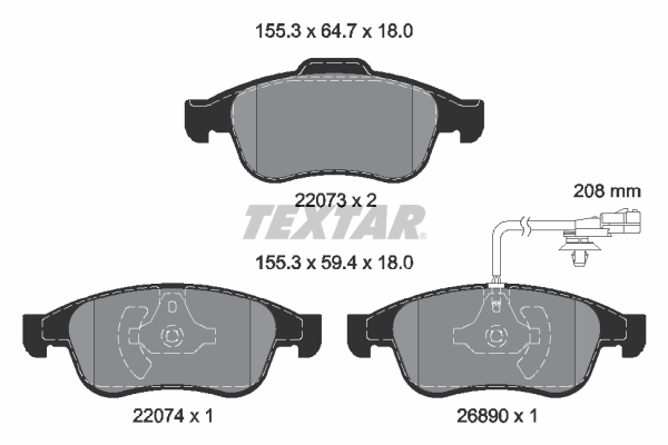 TEXTAR Bremseklodser 2207301 for MERCEDES-BENZ RENAULT