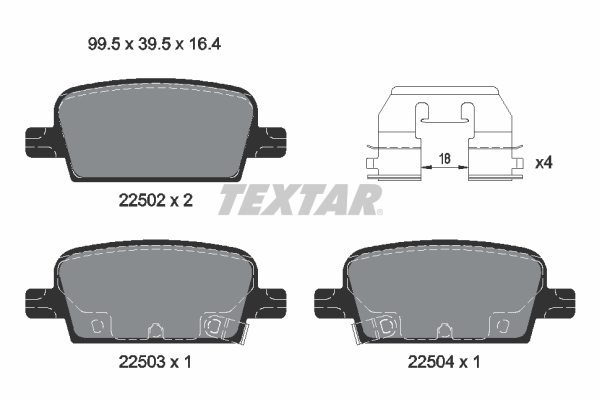 TEXTAR Bremseklodser 2250201 for CHEVROLET