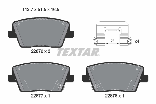 TEXTAR Bremseklodser 2287603 for HYUNDAI