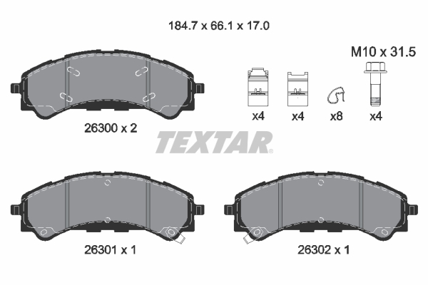 TEXTAR Bremseklodser 2630001 for FORD USA