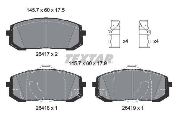TEXTAR Bremseklodser 2641701 for HYUNDAI KIA
