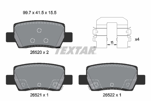 TEXTAR Bremseklodser 2652002 for KIA