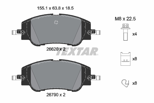 TEXTAR Bremseklodser 2662001 for FIAT CITROËN VAUXHALL