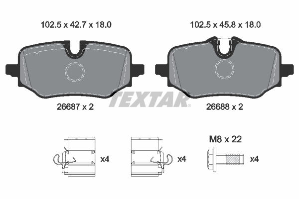 TEXTAR Bremseklodser 2668701 for BMW BMW (BRILLIANCE)