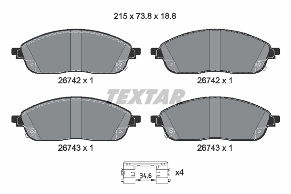TEXTAR Bremseklodser 2674201 for JEEP