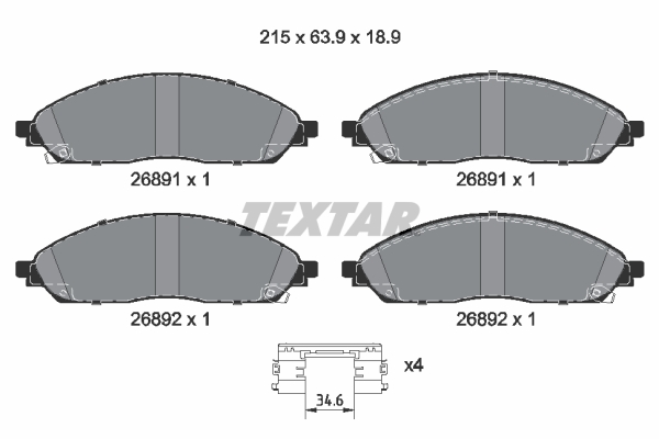TEXTAR Bremseklodser 2689101 for JEEP