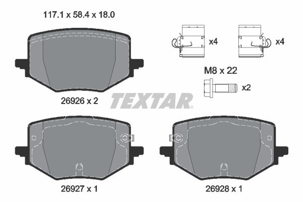 TEXTAR Bremseklodser 2692601 for RENAULT NISSAN