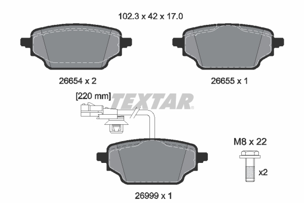 TEXTAR Bremseklodser 2665402 for MERCEDES-BENZ