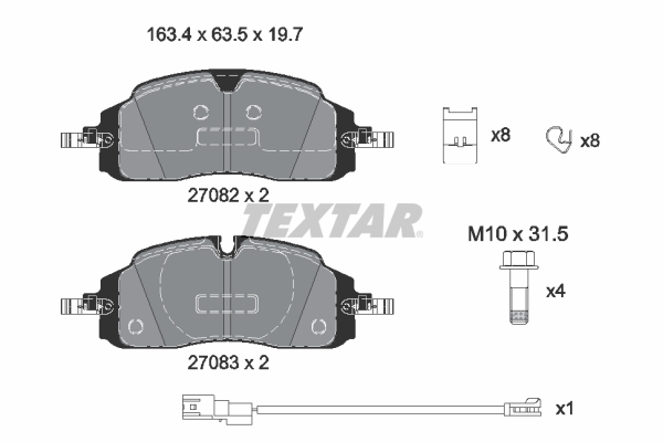 TEXTAR Bremseklodser 2708201 for FORD VW