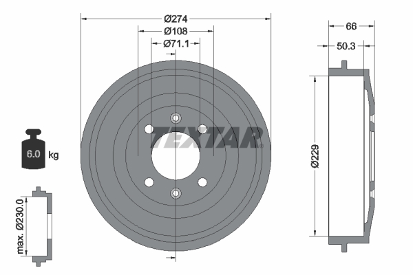 TEXTAR Bremsetromle 94010300 for PEUGEOT