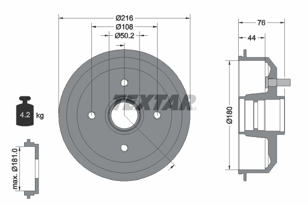 TEXTAR Bremsetromle 94012900 for FORD MAZDA