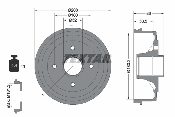 TEXTAR Bremsetromle 94013500 for PEUGEOT RENAULT