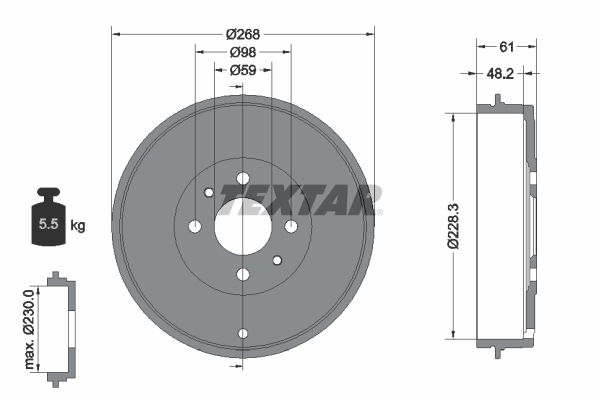 TEXTAR Bremsetromle 94014000 for FIAT ALFA ROMEO
