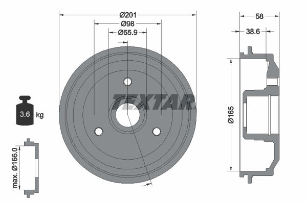 TEXTAR Bremsetromle 94014100 for CITROËN PEUGEOT
