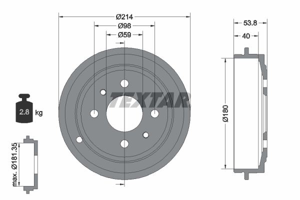 TEXTAR Bremsetromle 94014800 for FORD FIAT
