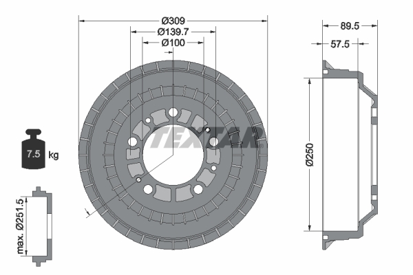 TEXTAR Bremsetromle 94015700 for CHEVROLET LADA