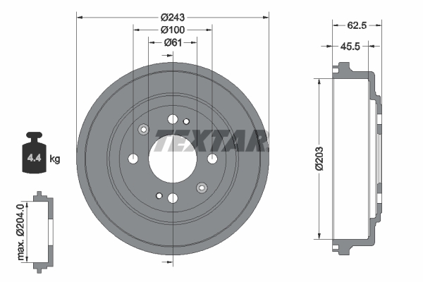 TEXTAR Bremsetromle 94017600 for ALFA ROMEO MG ROVER HONDA