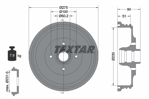 TEXTAR Bremsetromle 94018900 for AUDI SKODA