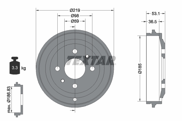 TEXTAR Bremsetromle 94020000 for FIAT