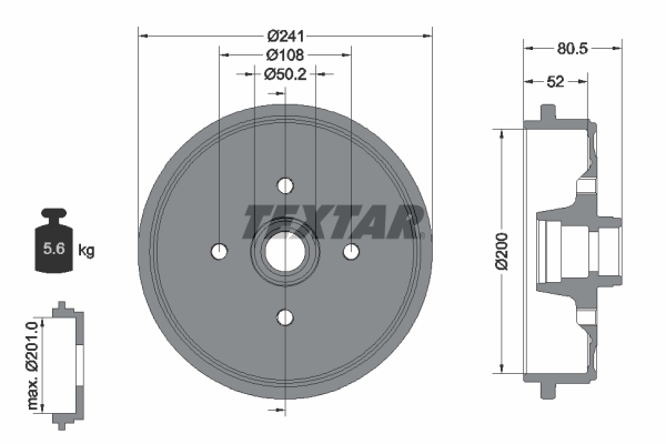 TEXTAR Bremsetromle 94020500 for VW