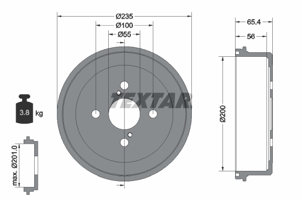 TEXTAR Bremsetromle 94021200 for CHEVROLET TOYOTA