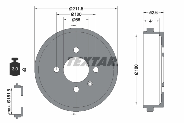 TEXTAR Bremsetromle 94022700 for AUDI