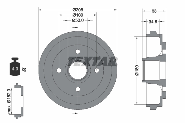 TEXTAR Bremsetromle 94023900 for OPEL VAUXHALL NISSAN SUZUKI