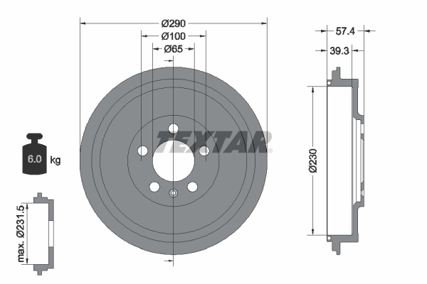 TEXTAR Bremsetromle 94024300 for SKODA VW