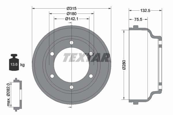 TEXTAR Bremsetromle 94024800 for FORD