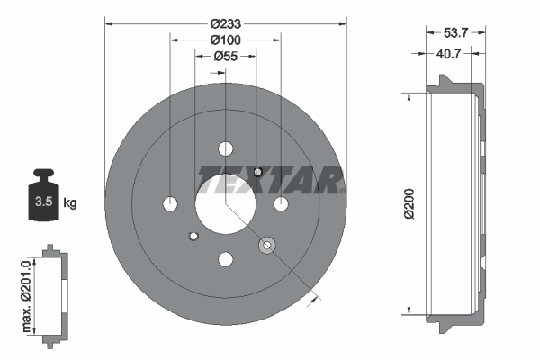 TEXTAR Bremsetromle 94026500 for CITROËN TOYOTA