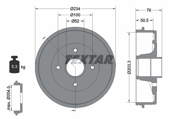 TEXTAR Bremsetromle 94026800 for NISSAN