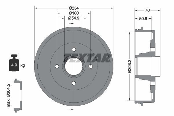 TEXTAR Bremsetromle 94027100 for RENAULT NISSAN