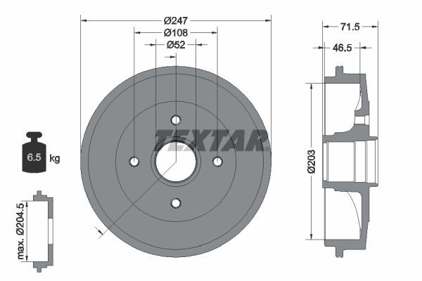 TEXTAR Bremsetromle 94028200 for PEUGEOT