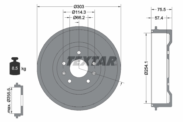 TEXTAR Bremsetromle 94032800 for LAND ROVER