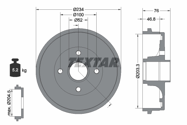 TEXTAR Bremsetromle 94033800 for RENAULT TRUCKS RENAULT
