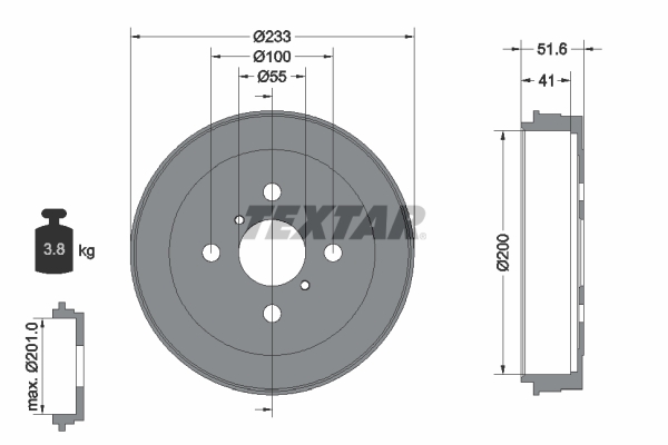 TEXTAR Bremsetromle 94034600 for TOYOTA