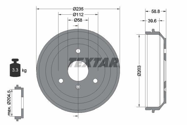 TEXTAR Bremsetromle 94035600 for SMART