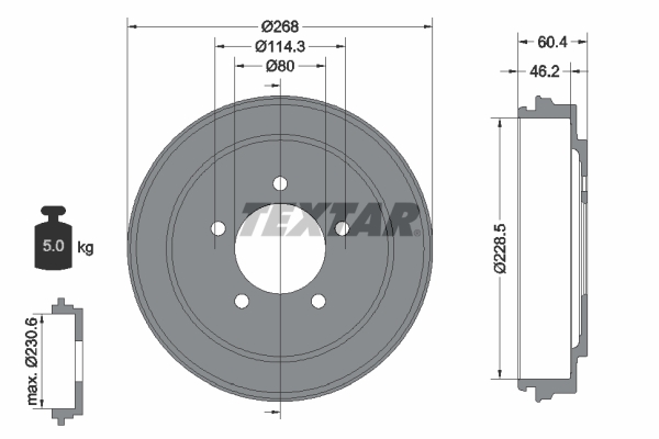 TEXTAR Bremsetromle 94036300 for DODGE JEEP