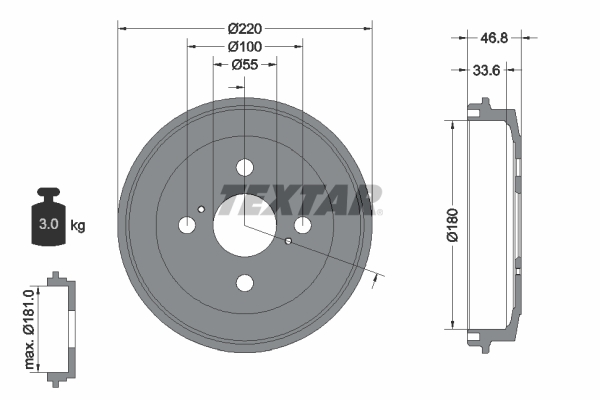 TEXTAR Bremsetromle 94036400 for SUBARU TOYOTA DAIHATSU