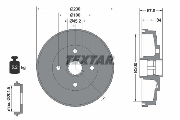 TEXTAR Bremsetromle 94036500 for KIA