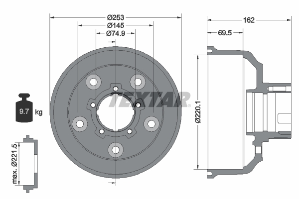 TEXTAR Bremsetromle 94037200 for KIA