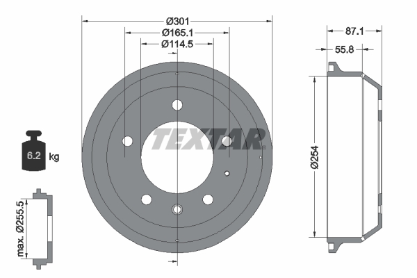 TEXTAR Bremsetromle 94037500 for LAND ROVER