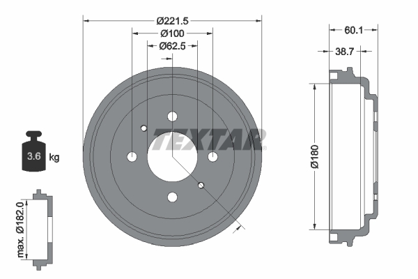 TEXTAR Bremsetromle 94037600 for HYUNDAI
