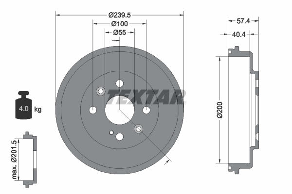 TEXTAR Bremsetromle 94038400 for MAZDA