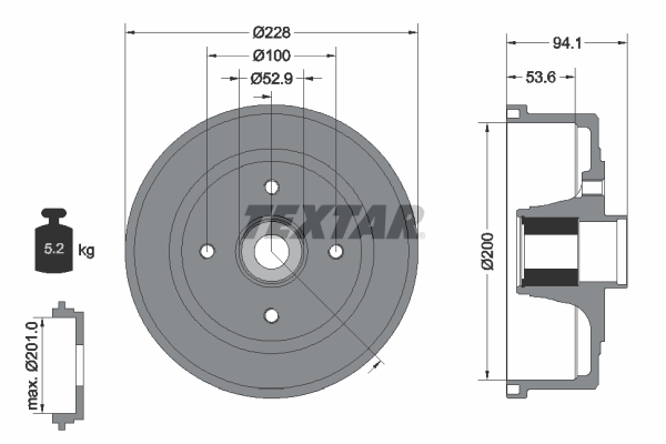 TEXTAR Bremsetromle 94041100 for OPEL VAUXHALL