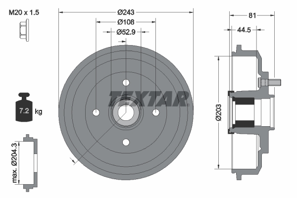TEXTAR Bremsetromle 94041300 for FORD MAZDA